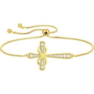 Cross 925 Sterling Silver Infinity Sideways Bracelet -zirconia-Apr-all 18k gold